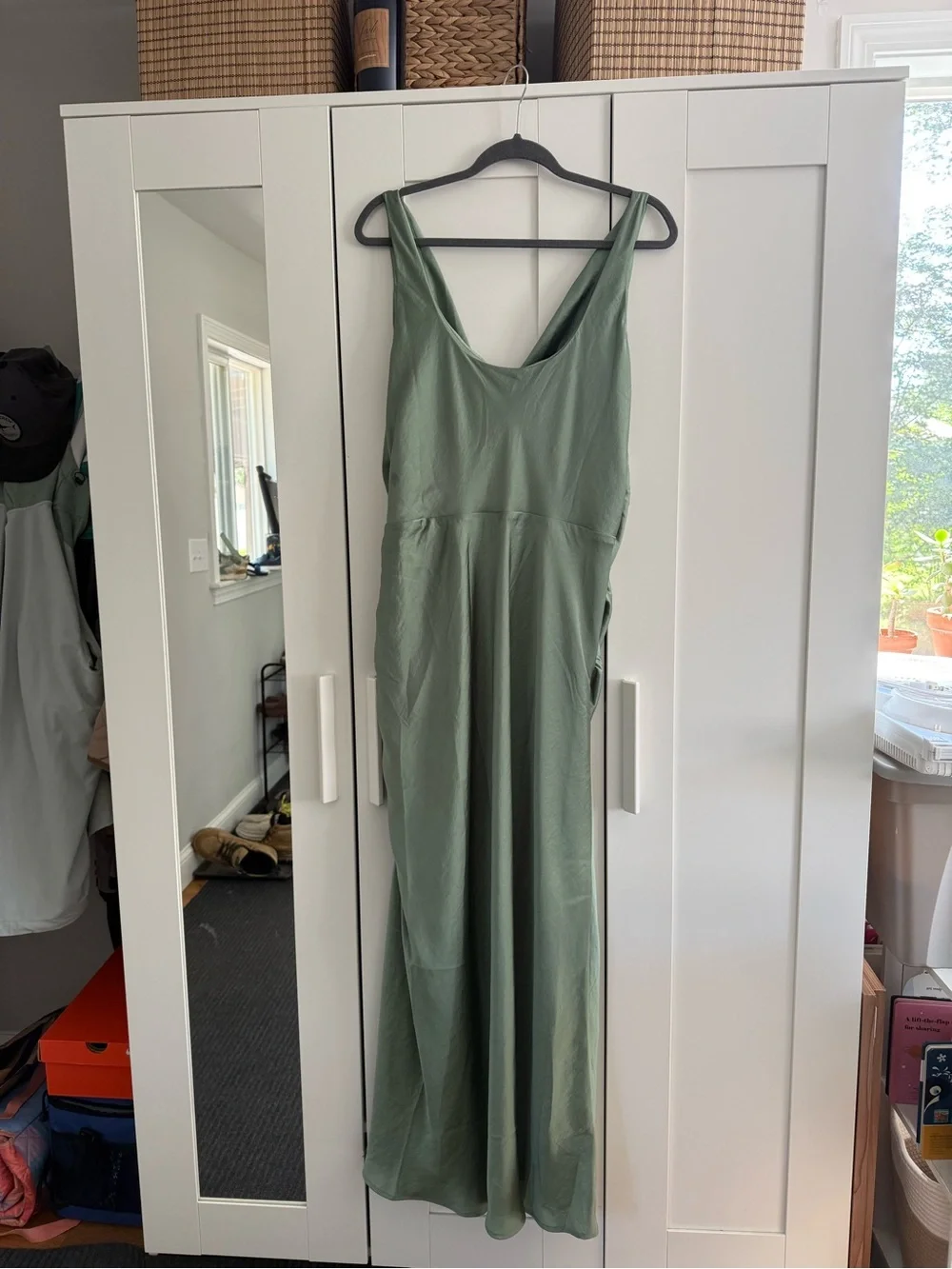 Abercrombie & Fitch Sage Green Draped Cowl Maxi Dress